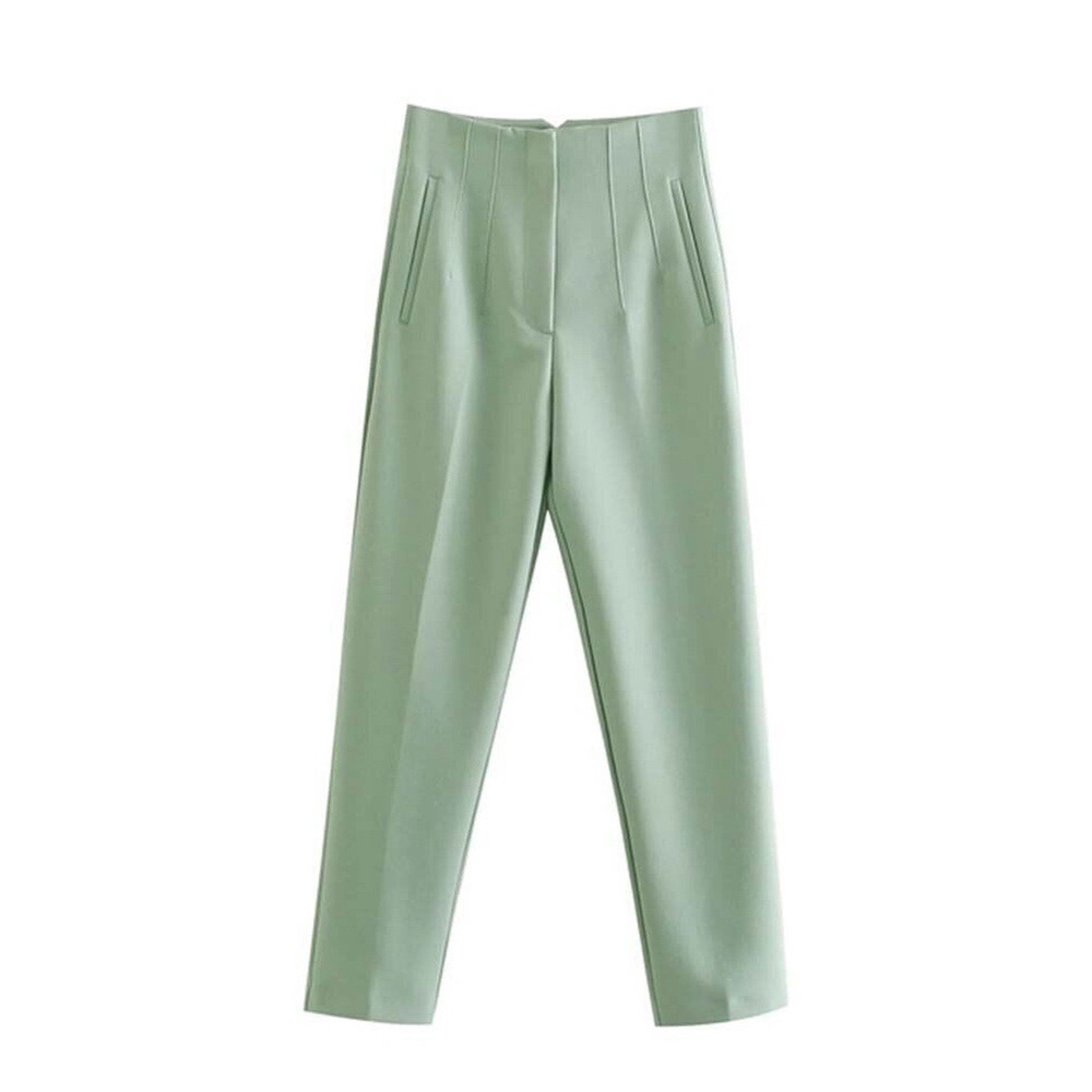 Zara Women Green High Waisted Trouser